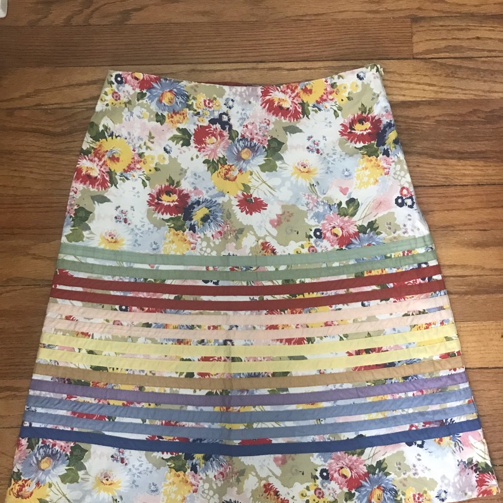 Anthropologie Odille Floral Ribbon Skirt